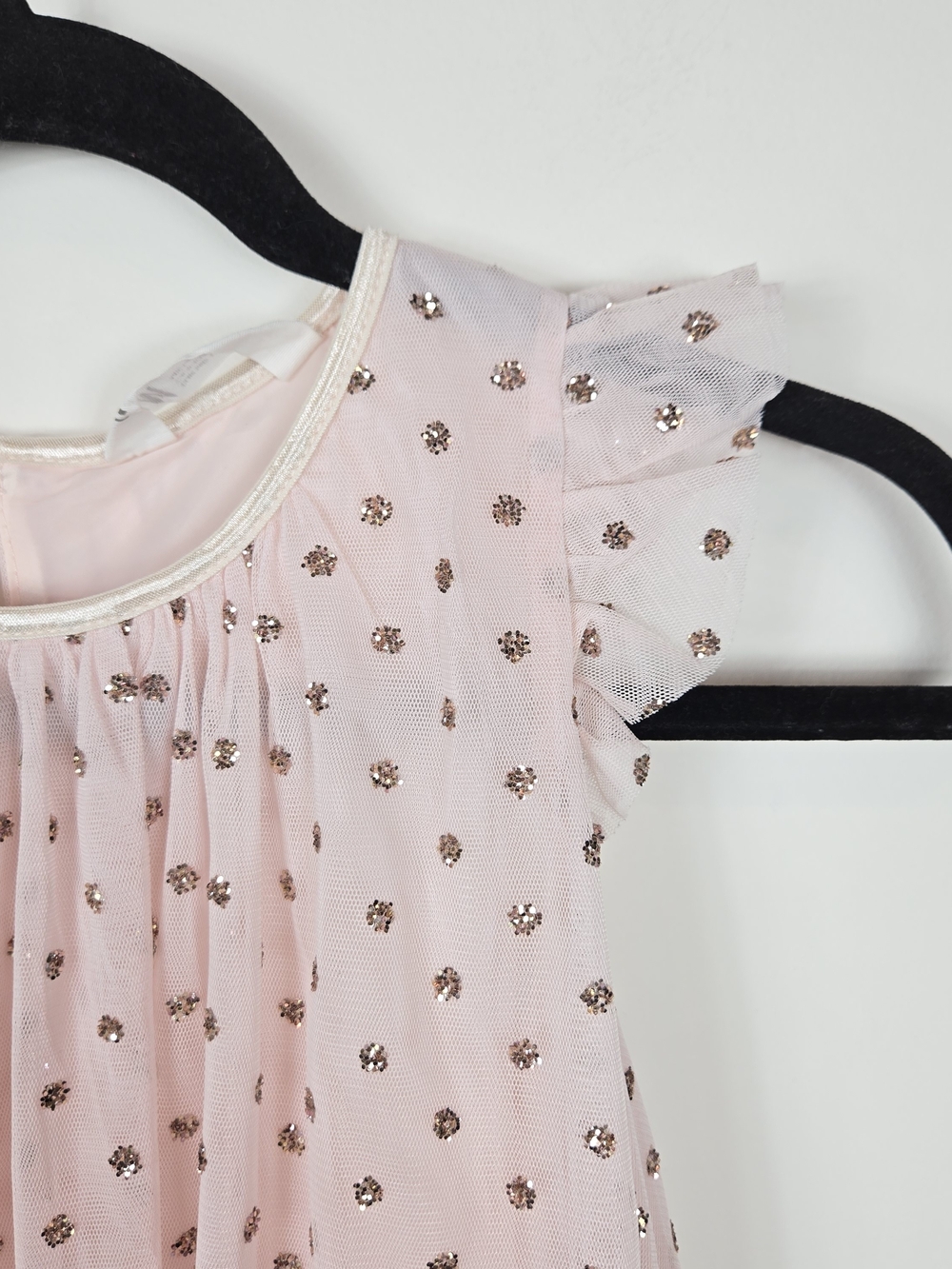 H&M Girls Pink Gold Glitter Tulle Party Dress Size 9-10Y 140 Fairy Holiday - Picture 3 of 7